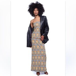 Faithful The Brand Elina Maxi Skirt in Ripple‎ Green